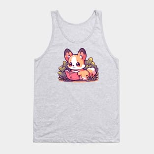 Kawaii Corgi Reading Tank Top